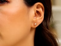 14K Rose Gold Ball Earrings with Linear Texture(5mm)