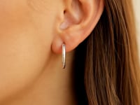 Hammered Hinge Tube Hoop Earrings in 14k Two-Tone Gold(2.5x15mm)