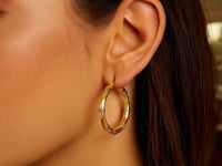 14k Two-Tone Gold Alternate Textured Hoop Earrings