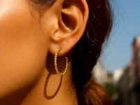 14K Yellow Gold Bead Hoop Earrings(2x23.4mm)