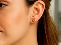 14k Yellow Gold Post Earrings with Flowers