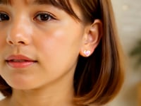 14k Yellow Gold and Enamel Pink Heart Stud Earrings