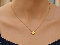 14k Yellow Gold Polished Four Leaf Clover Necklace with Diamond