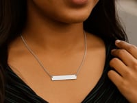 14k White Gold Smooth Flat Horizontal Bar Style Necklace