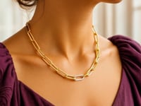 14k Yellow Gold Paperclip Chain Necklace with Diamond Link (6.00 mm)