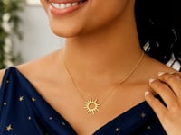 14K Yellow Gold Sunburst Necklace