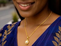 14k Yellow Gold Flower Necklace with Pearl